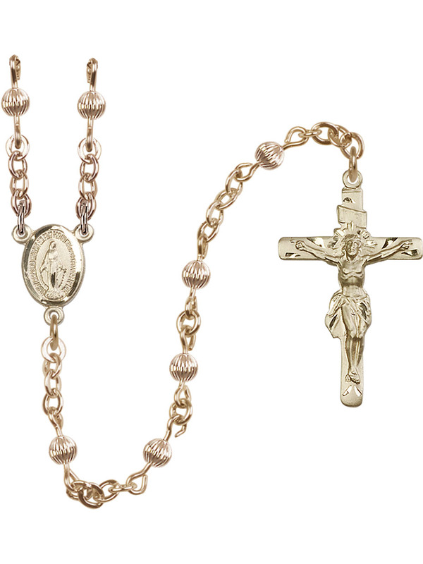 Bonyak Jewelry 18 Inch Rhodium Plated Necklace w// 6mm Light Rose Pink October Birth Month Stone Beads and Saint Raphael The Archangel